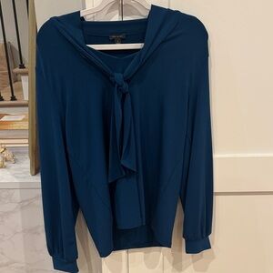 Ann Taylor Teal Blouse with Tie Detail